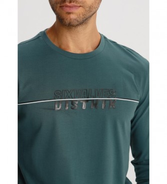 Six Valves T-shirt à manches longues avec revers, Danemark, vert