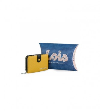 Lois Neacola mustard/white wallet -15x10 x3cm