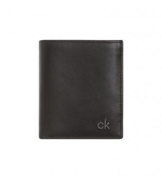 Calvin Klein Portafoglio Smooth CK mini in pelle nera -10,2 x 8,6 x 1,8 cm-
