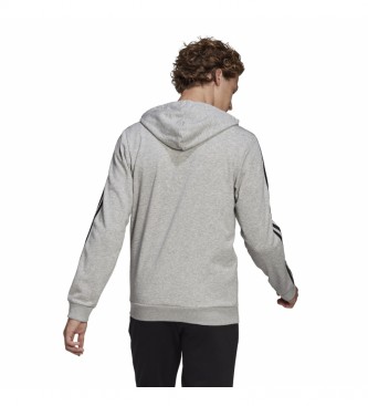 adidas Essentials French Terry 3-Stripes Hoodie gris 