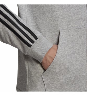 adidas Essentials French Terry 3-Stripes Hoodie gris 