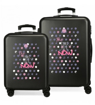 Roll Road The time is now hard suitcases set black 55-65cm