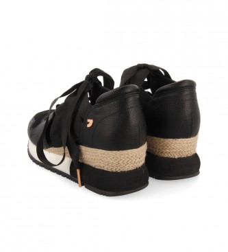 Gioseppo Sneakers type Espardilles Lizarda black -Height: 6 cm