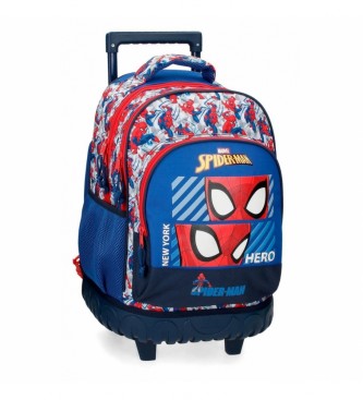 Joumma Bags Spiderman Hero Rucksack auf zwei Rdern zwei Fcher blau