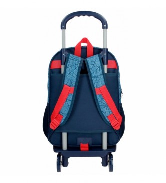 Joumma Bags Spiderman Denim school backpack with blue trolley