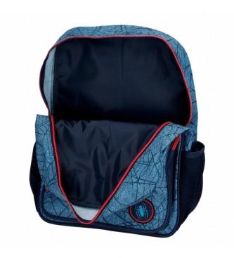 Joumma Bags Spiderman Denim school backpack with blue trolley