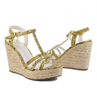 Laura Biagiotti Sandals with wedge 6237 yellow -height of the wedge: 11cm