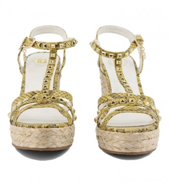 Laura Biagiotti Sandals with wedge 6237 yellow -height of the wedge: 11cm