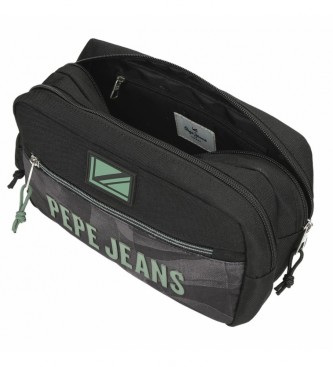 Pepe Jeans Davis toaletna torbica z dvojnim prilagodljivim predalom črna
