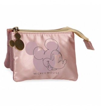 Disney Mickey Outline purse three compartments pink