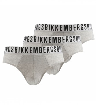 Bikkembergs Pack of 3 gray logo briefs