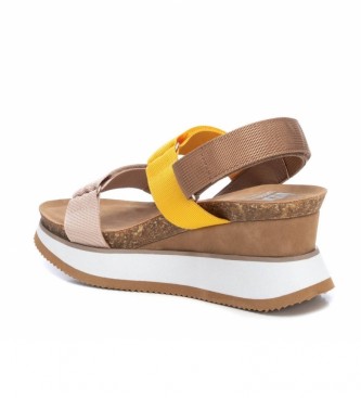 Xti Sandals 044805 multicolor, brown -Height 7cm wedge