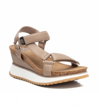 Xti Wedge sandals 044806 beige - Wedge height 7cm 