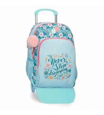 Movom Never Stop Dreaming School Backpack with blue trolley