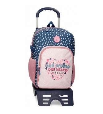 Roll Road Roll Road One World School Backpack com Trolley pink