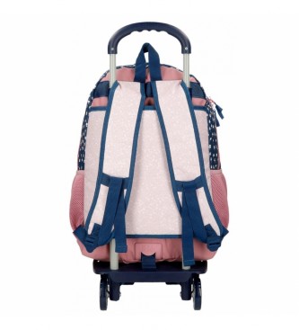 Roll Road Roll Road One World Two Compartment School Backpack com Trolley Pink
