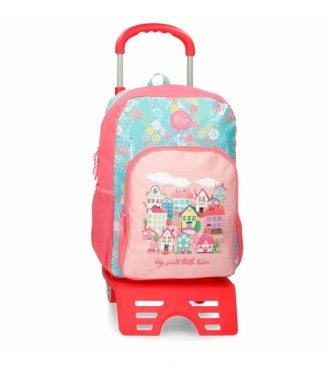 Roll Road 40cm School Backpack with Trolley Roll Road My little Town pink