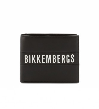 Bikkembergs Leren portemonnee E4BPME1I3053 zwart -11.5x9.5x1.5cm