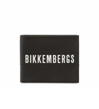 Bikkembergs Carteira de couro E4BPME1I3043 preto -11.5x9.5x1.5cm