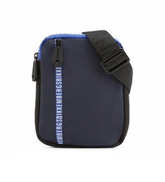 Bikkembergs Leather shoulder bag E2CPME170012 navy -30x41x13cm