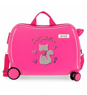 Enso Enso Cat Cuddler 2 wiel multidirectionele koffer roze