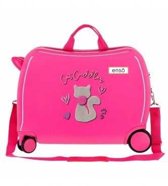 Enso Enso Cat Cuddler 2 wiel multidirectionele koffer roze