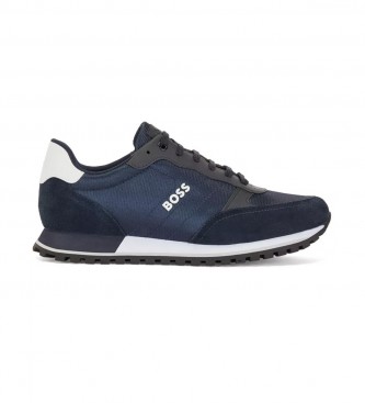 BOSS Blue leather running shoes