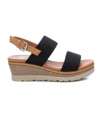 Xti Black wedge sandals - wedge height 6cm 