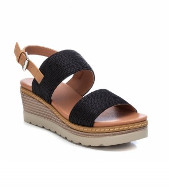 Xti Black wedge sandals - wedge height 6cm 