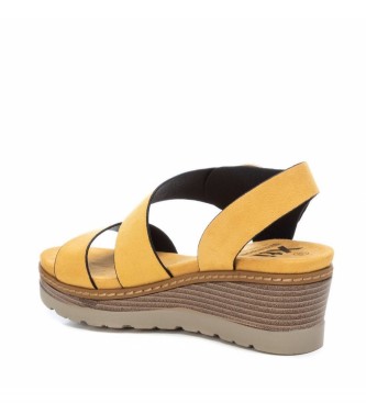 Xti Yellow sandals with buckle - Height 6cm wedge 