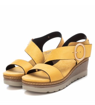 Xti Yellow sandals with buckle - Height 6cm wedge 