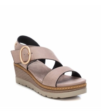 Xti Grey buckle sandals - Height 6cm wedge 