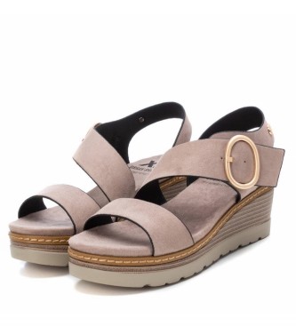 Xti Grey buckle sandals - Height 6cm wedge 