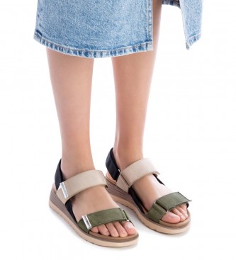Xti Thick green straps sandals