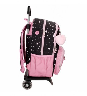 Enso EnsoLove Vibes double compartment backpack with trolley pink