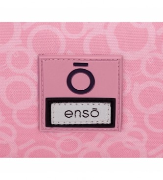 Enso Three Compartment Pencil Case Black, Pink -22x12x5cm