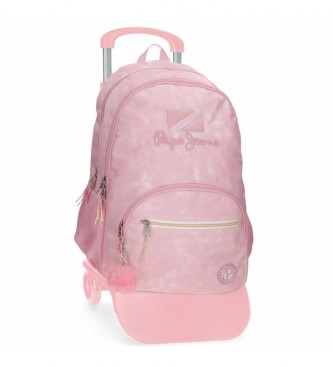 Pepe Jeans Holi backpack with pink trolley