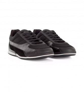 BOSS Baja leather sneakers in black blend