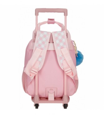 Joumma Bags Mochila Hello Kitty Wink 28cm com carrinho rosa