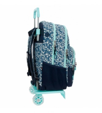 Pepe Jeans Pepe Jeans Denim Star Blue two compartments backpack with blue trolley