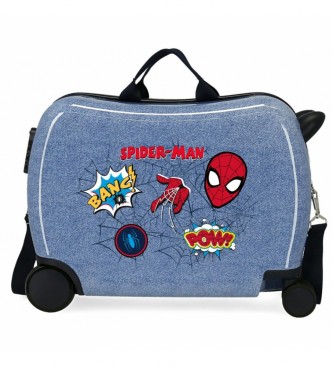 Joumma Bags Valigia per bambini Spiderman Denim 2 ruote multidirezionali blu