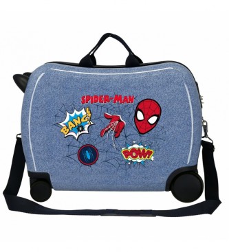 Joumma Bags Spiderman Denim kuffert til brn 2 multidirektionelle hjul bl