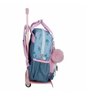 Enso Enso We Love Flowers small backpack with pink trolley
