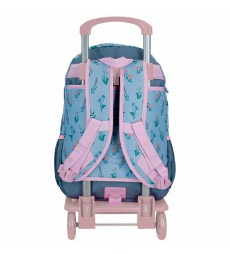 Enso Enso We Love Flowers backpack double compartment with trolley pink