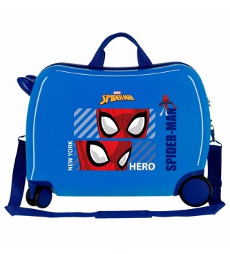 Joumma Bags Valise pour enfants Spiderman Hero 2 Roues Multidirectionnelles Bleu