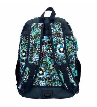 Movom Movom Balls School Backpack Zwei Fcher anpassungsfhig blau