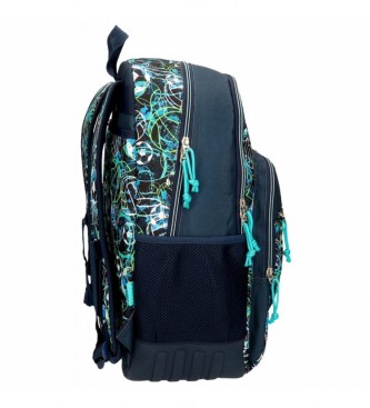 Movom Movom Balls School Backpack Zwei Fcher anpassungsfhig blau