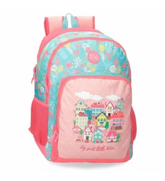 Roll Road Roll Road My little Town Two Compartment School Backpack pink