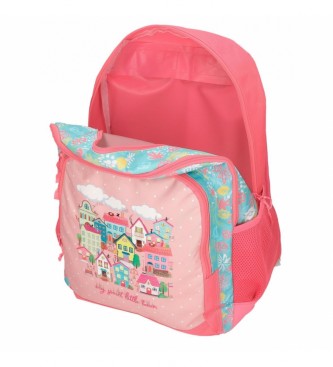 Roll Road Roll Road My little Town Adaptable School Backpack Dois compartimentos cor-de-rosa
