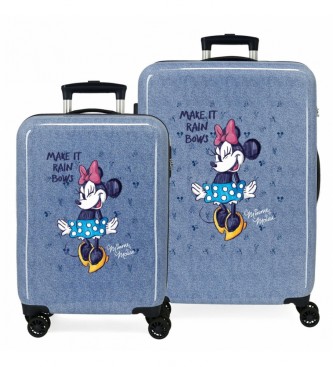 Joumma Bags Set di valigie Minnie Make it Rain Bows rigido in denim blu 55-68 cm
